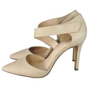 Vince Camuto Carlotte Pointed Toe Leather D'Orsay Pump High Heel Beige Cream 9.5
